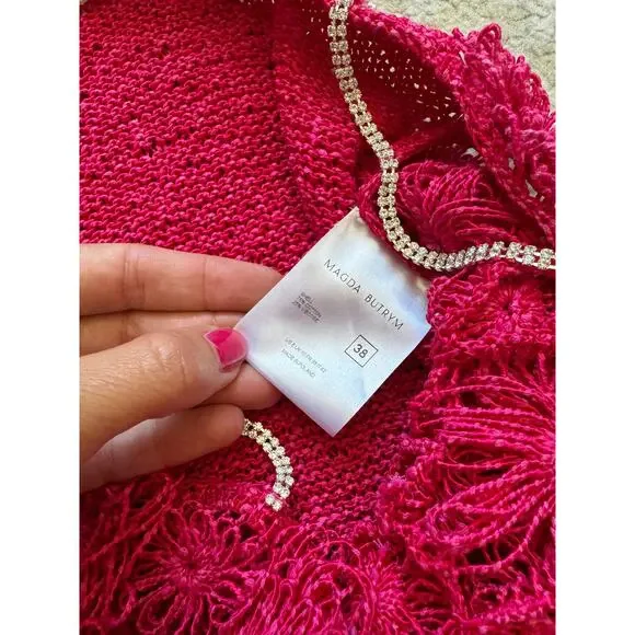 Magda Butrym Pink Crochet Flower Mini Shift Dress - Picture 13 of 16